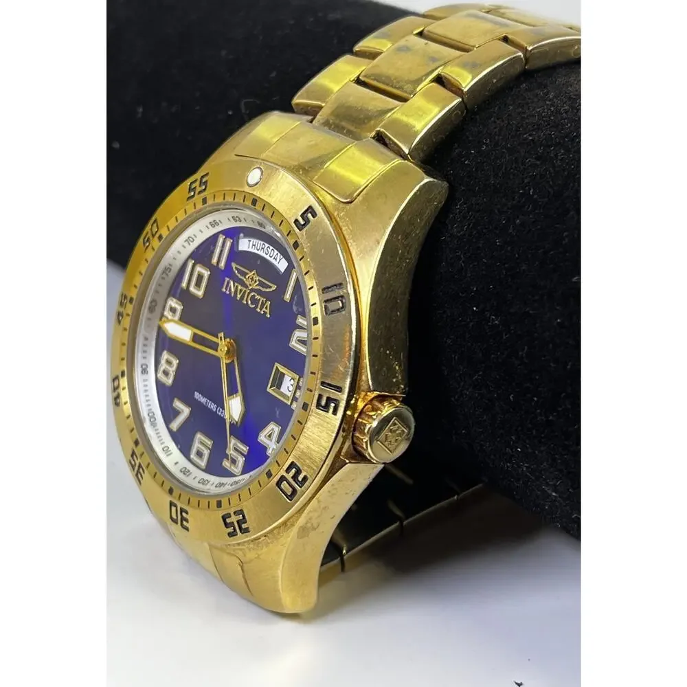 INVICTA Men's Specialty Blue Dial 18k Yellow Gold Plated Watch- Model 5762 w Box